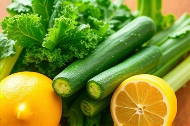 Fresh ingredients for making detox juice.