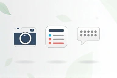 Icons representing photo logging, food database, and coaching for diet apps.