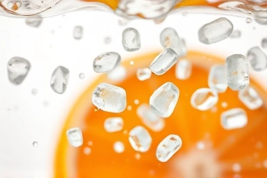 Collagen peptides dissolving, with Vitamin C rich fruits