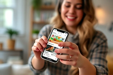 Person choosing healthy food on delivery app.