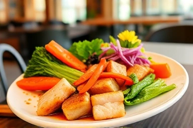 Healthy Korean diet meal in a restaurant