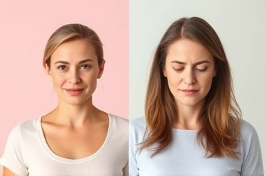 Healthy woman vs. woman with diet-induced hormonal imbalance.