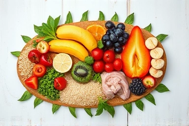 Artistic arrangement of balanced, healthy meals for sustainable diet.