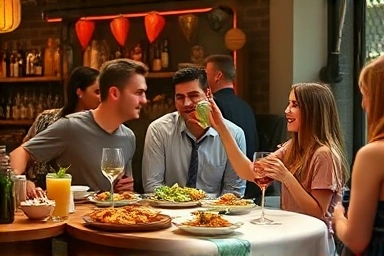 Mindful eating, healthy social choices, balanced lifestyle.