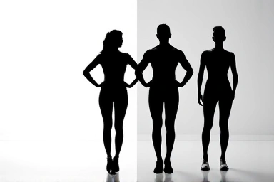 Symbolic representation of diet progress with before and after silhouettes