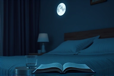 Peaceful bedroom, deep sleep, digital detox, calm night