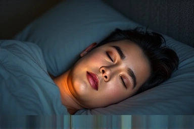 Person sleeping deeply, freedom from tech, restful night