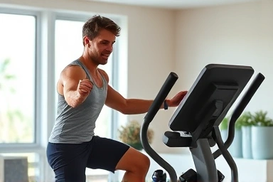 Person exercising on elliptical machine for weight loss