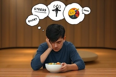 Person struggling with emotional eating due to stress and loneliness