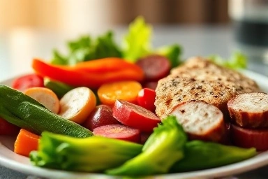 Nutritious and balanced healthy dinner plate.