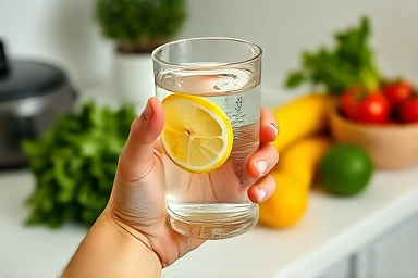 Hydration and healthy food, essential for weight management.