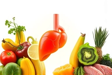 Healthy liver, fruits, vegetables, lean protein, healthy diet