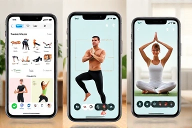 Fitness app features: exercise library, AI coaching, custom sequences.