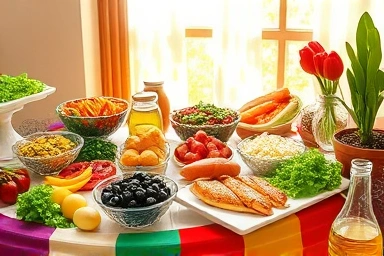 Vibrant Mediterranean feast symbolizing healthy eating and weight loss.