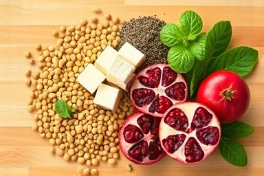 Natural foods rich in phytoestrogens for healthy aging.