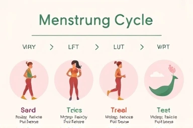 Infographic illustrating menstrual cycle phases and exercise intensity.