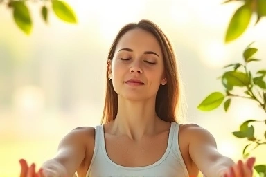 Woman finding peace from PMS symptoms.