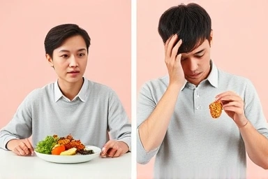 Distinguishing real hunger from fake hunger with healthy food vs. unhealthy snack.