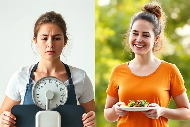 Struggle with weight fluctuations versus sustainable healthy lifestyle.