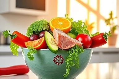 Colorful, balanced salad bowl representing diverse diet.