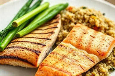 Nutritious meal with lean protein for seniors' health.