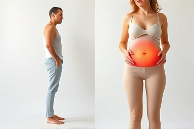 Thin person with hidden internal fat accumulation