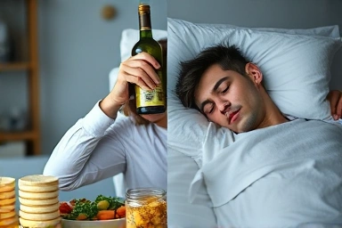 Contrast between sleep deprivation cravings and restful sleep benefits.