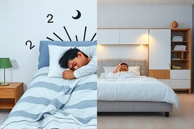 Disrupted vs. peaceful sleep and its effect on body.