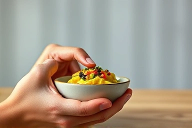 Small bowl filled with healthy food, promoting mindful eating.