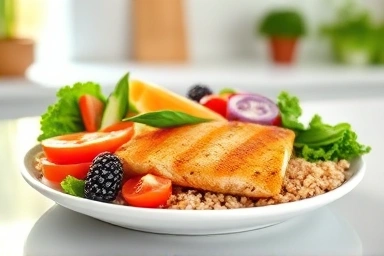 Healthy low-sodium meal with fresh ingredients