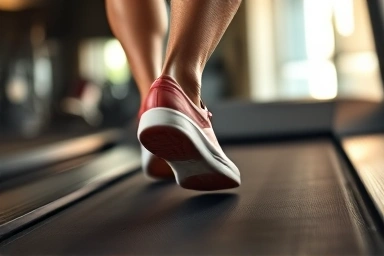 Treadmill incline workout, intense calorie burn.