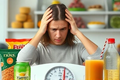 Diet struggle with processed foods and scale