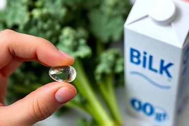Vegan B12 supplement with kale and plant milk.