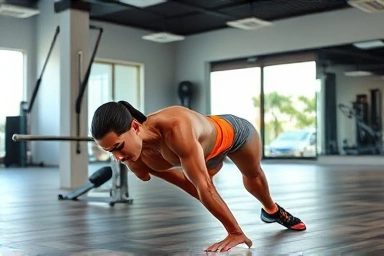 Person doing plank, core strength, internal fat reduction concept, healthy lifestyle