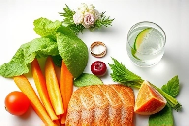 Healthy food items for a wedding diet plan.
