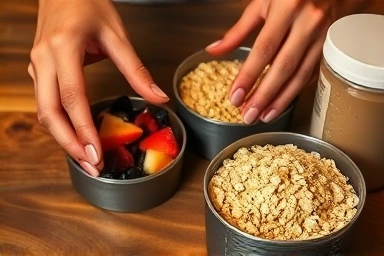 Meal prep for healthy breakfast, preparing food