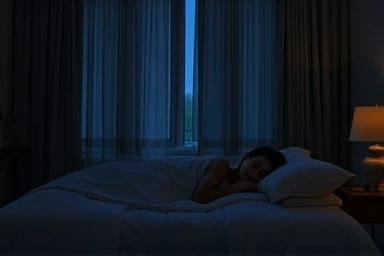 Serene bedroom for deep sleep and weight loss.