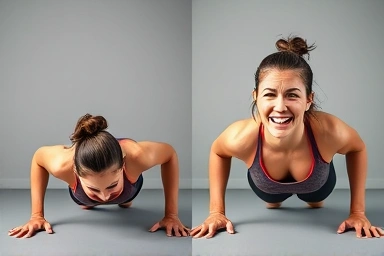 Progressing from difficult to easier push-up form.