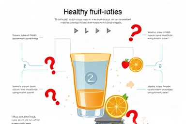 Infographic illustration of zero-calorie drink with question marks and healthy symbols.
