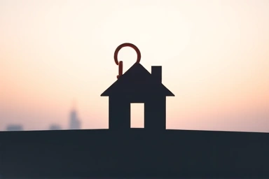 Key unlocking house, financial growth, tax exemption symbol