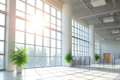 Modern building symbolizing energy efficiency and sustainability.