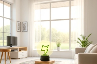 Bright living room symbolizing energy efficiency and comfort