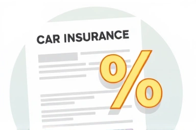 Car insurance policy with discount symbol, representing savings
