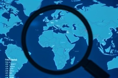 Magnifying glass on world map, finding travel deals