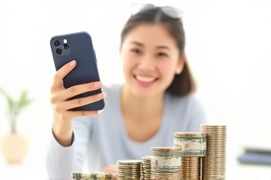 Smartphone user saving money on phone bills.
