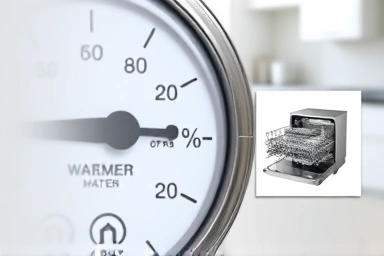 Water meter showing savings from using a dishwasher.
