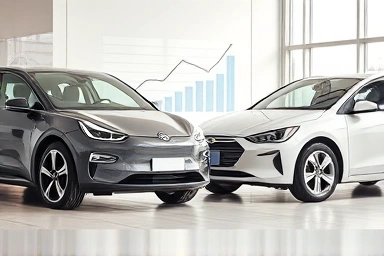 Electric and hybrid cars with abstract tax savings imagery