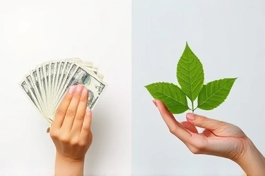 Savings and environmental benefit symbolized.