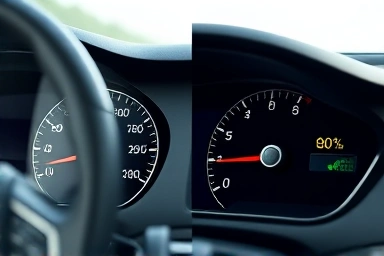 Car fuel gauge showing 80% full for better fuel economy.