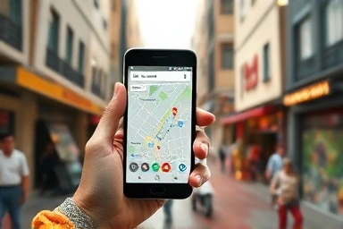 Navigating a foreign city with Google Maps offline.